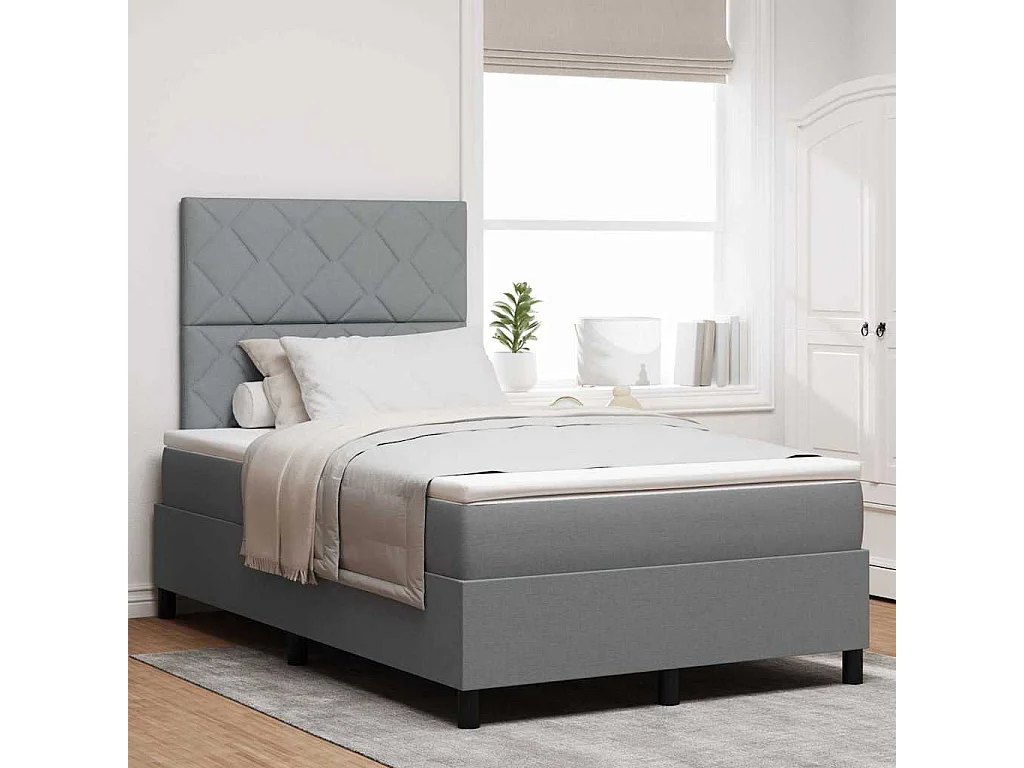 Boxspringbed met hoofdeinde Lichtgrijs 120 x 190 cm Stof