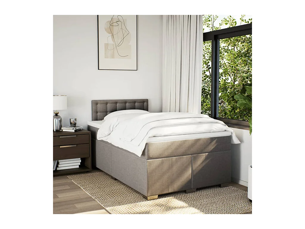 Sommier à lattes de lit avec matelas taupe 120x190 cm tissu