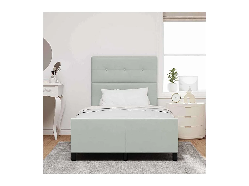 Cadre de lit avec tête de lit Gris clair 120 x 190 cm Velours