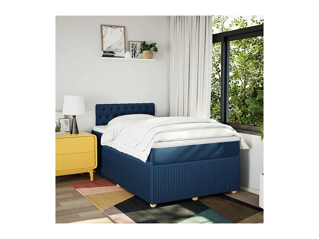 Boxspring met matras stof blauw 120x190 cm