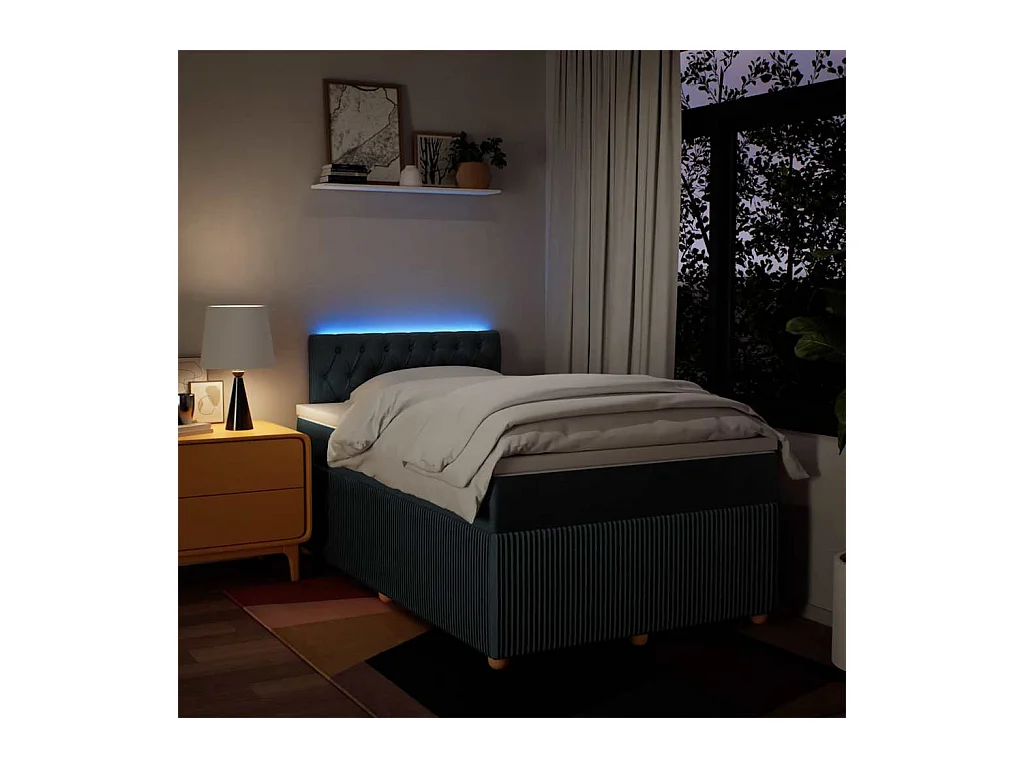 Boxspring met matras stof blauw 120x190 cm