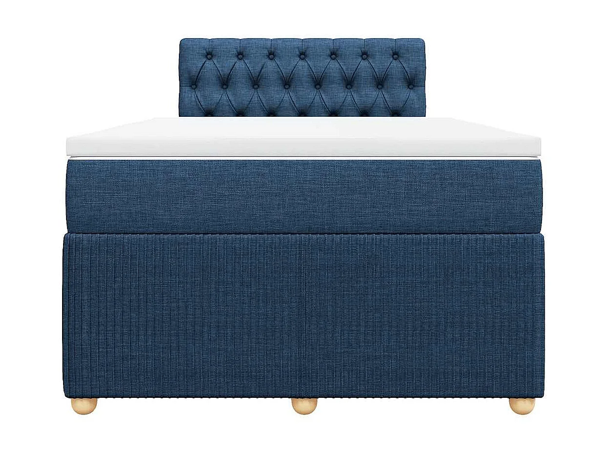 Cama box spring con colchón tela azul 120x190 cm