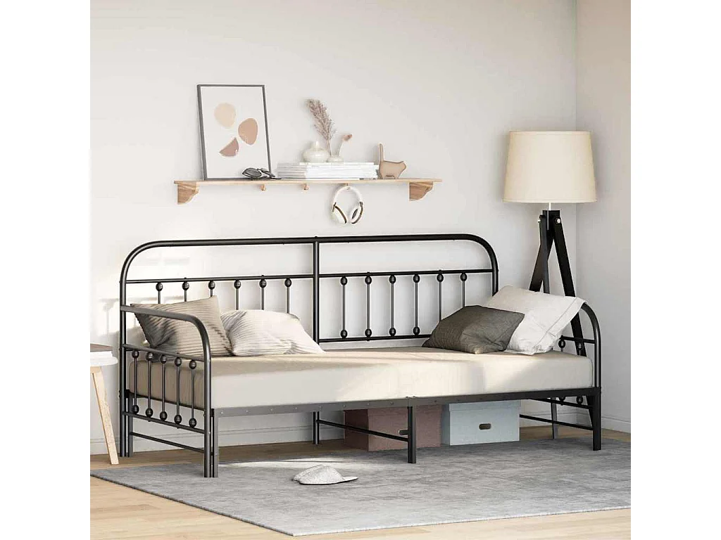 Bedframe voor een daybed Zwart 100 x 190 cm Gepoedercoat staal