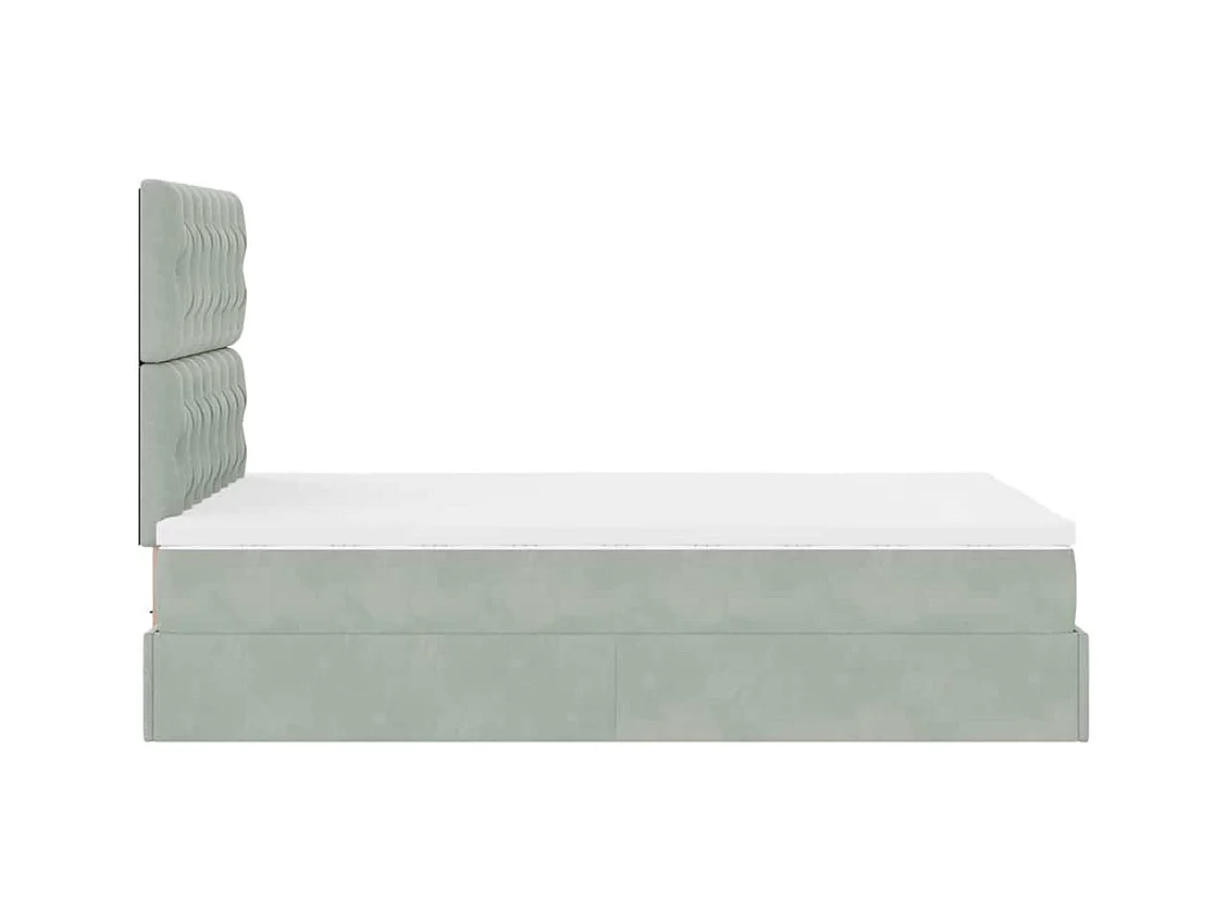 Ottoman-Bett mit Matratzen Hellgrau 120x190 cm Samt