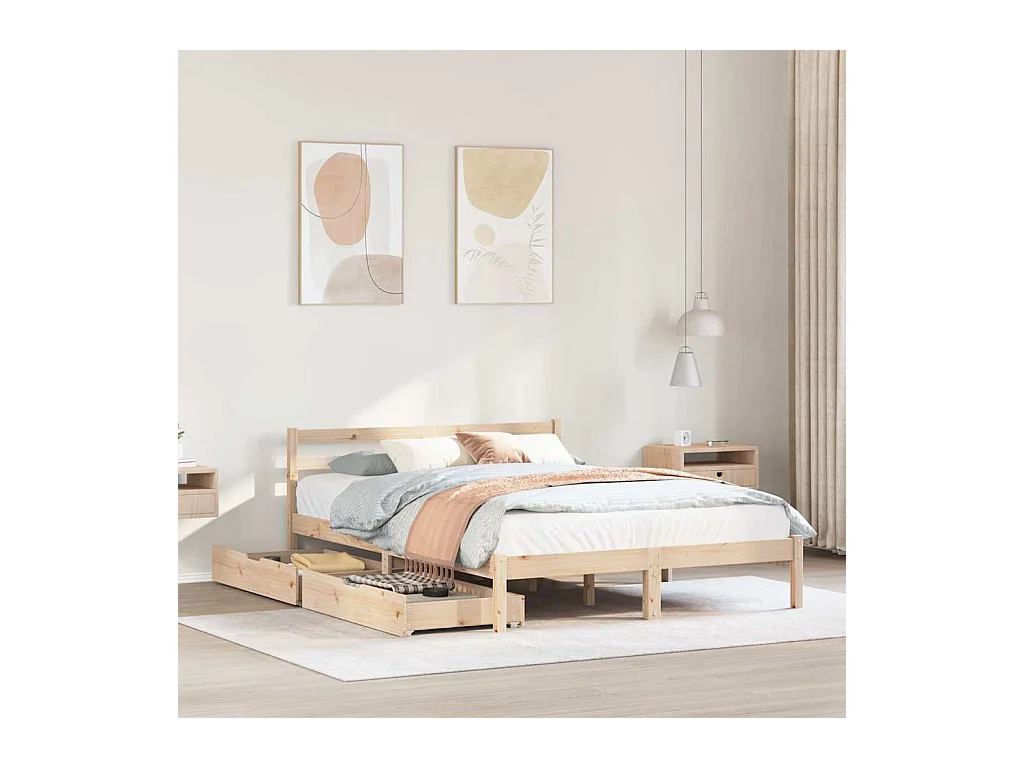 Cadre de lit sans matelas 120x200 cm bois de pin massif