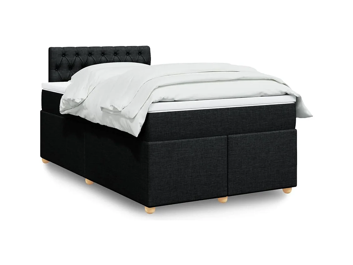 Sommier à lattes de lit avec matelas noir 120x190 cm tissu