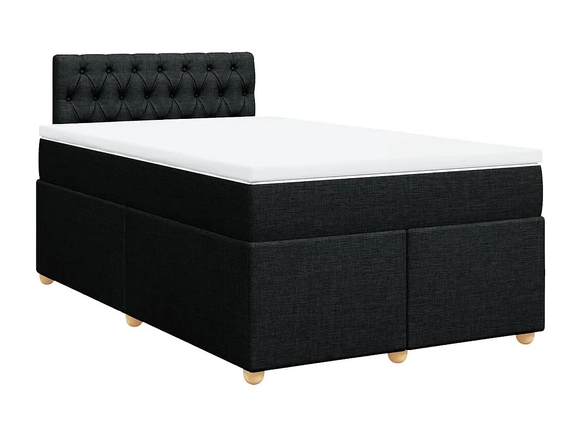 Cama box spring con colchón tela negro 120x190 cm