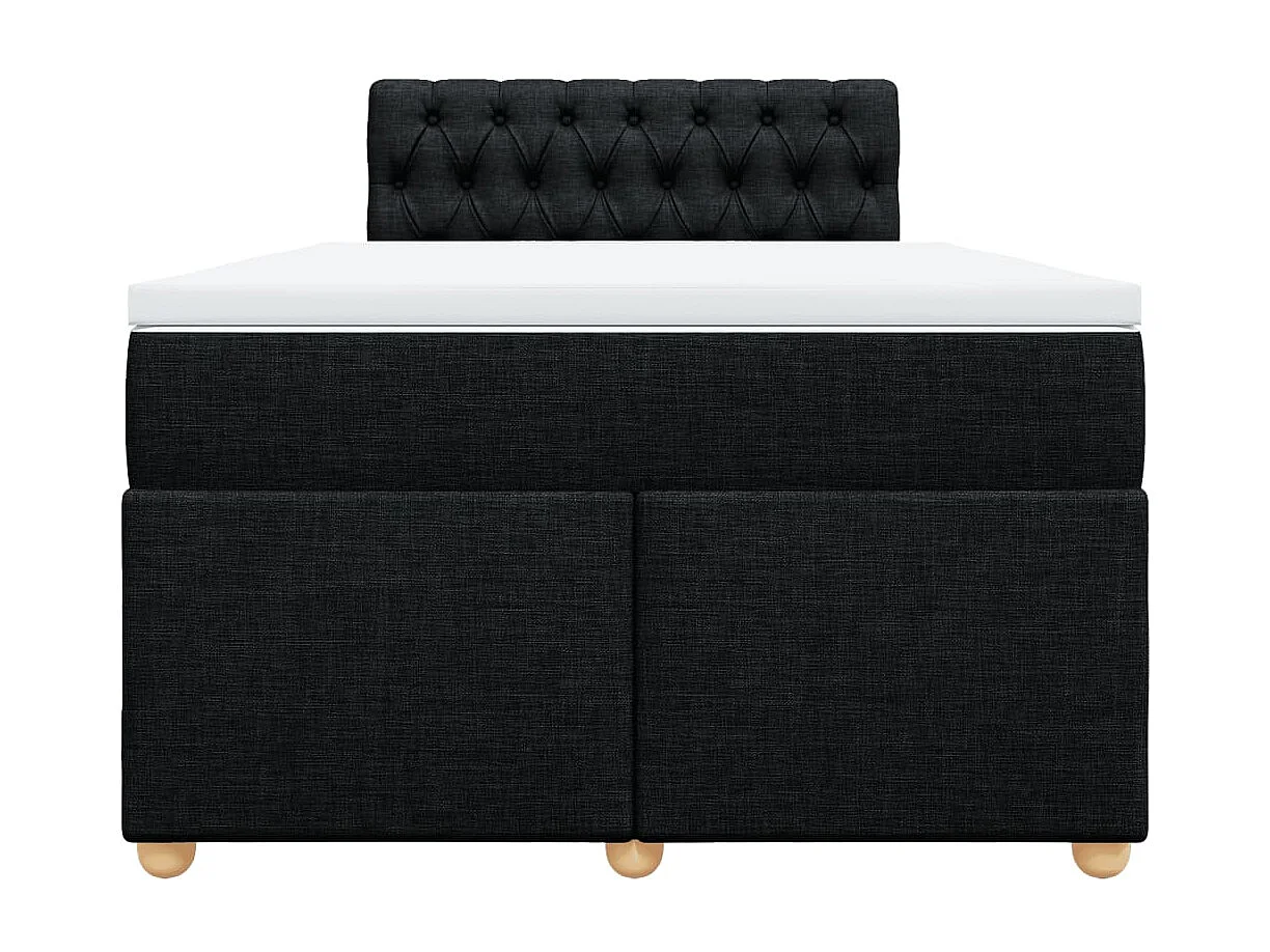 Cama box spring con colchón tela negro 120x190 cm