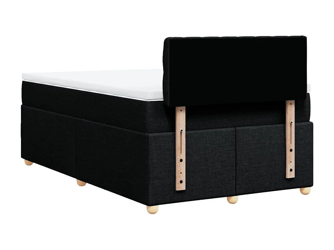 Cama box spring con colchón tela negro 120x190 cm