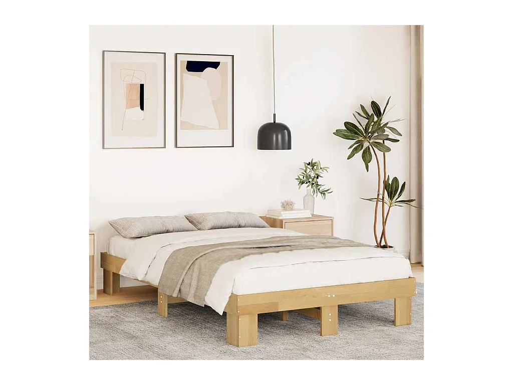 Cadre de lit sans matelas 120x200 cm bois massif de chêne