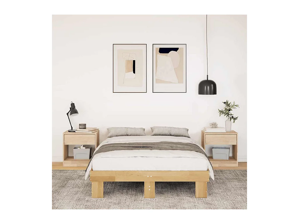 Cadre de lit sans matelas 120x200 cm bois massif de chêne