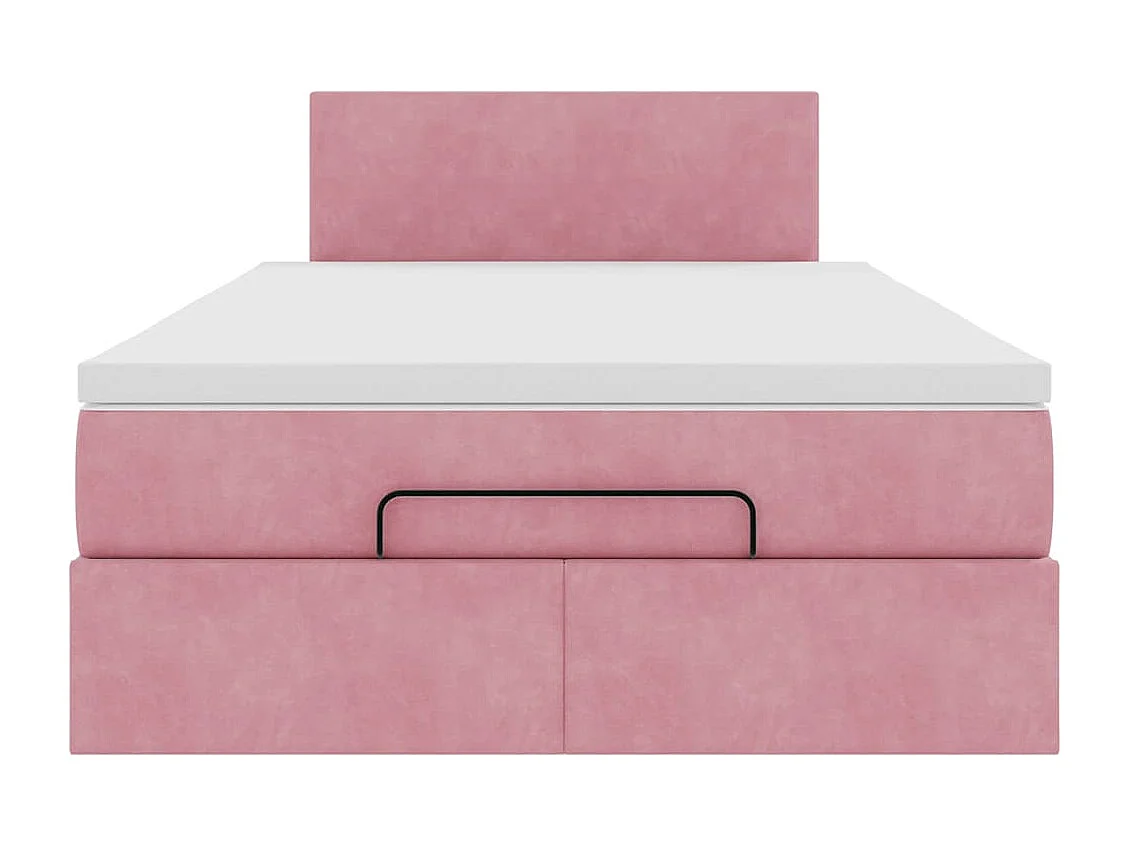 Ottoman-Bett mit Matratze Rosa 120x190 cm Samt