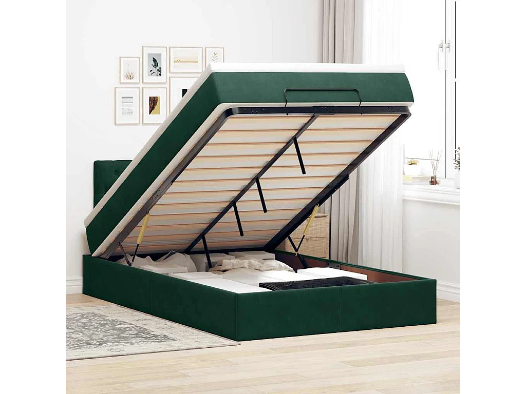 Bed poef met matras 120x190 cm fluweel donkergroen
