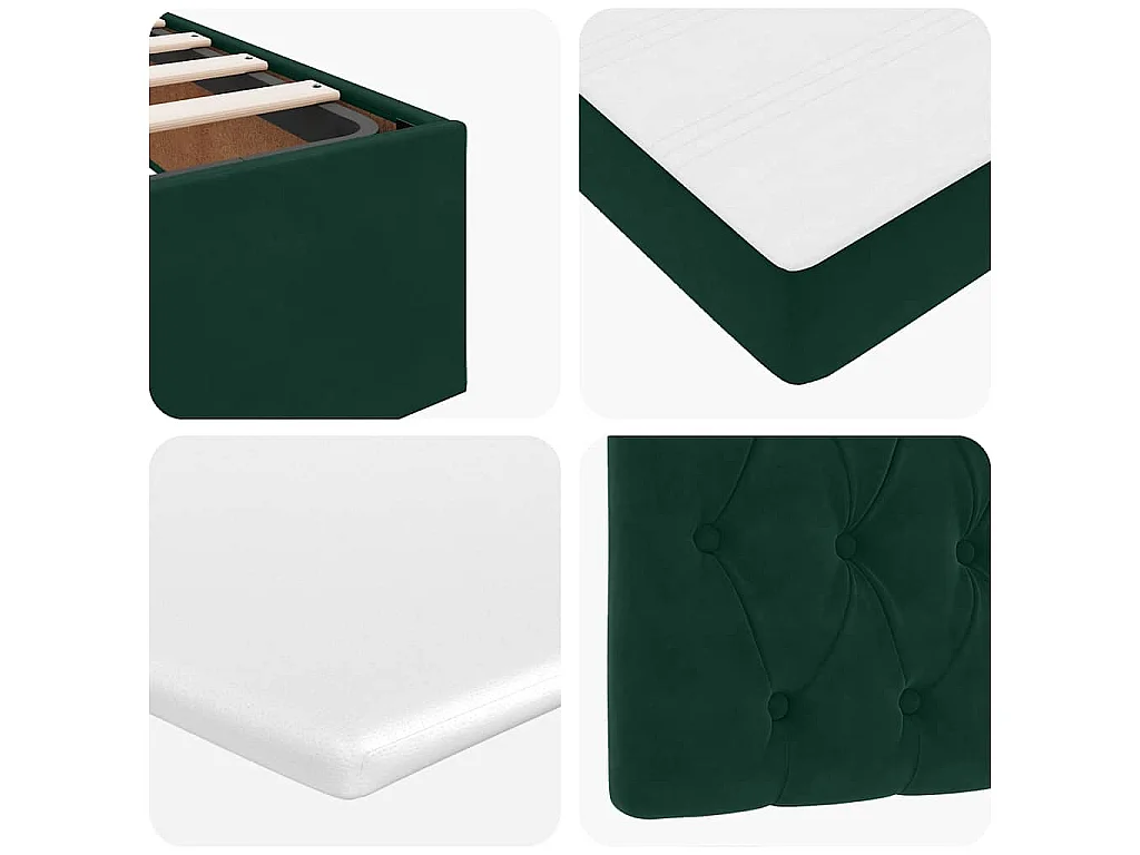 Pouf Letto con Materasso Verde Scuro 120x190 cm Velluto