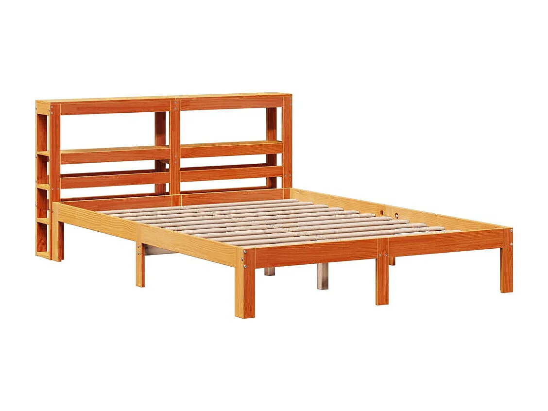 Cadre de lit sans matelas cire marron 120x190cm bois pin massif