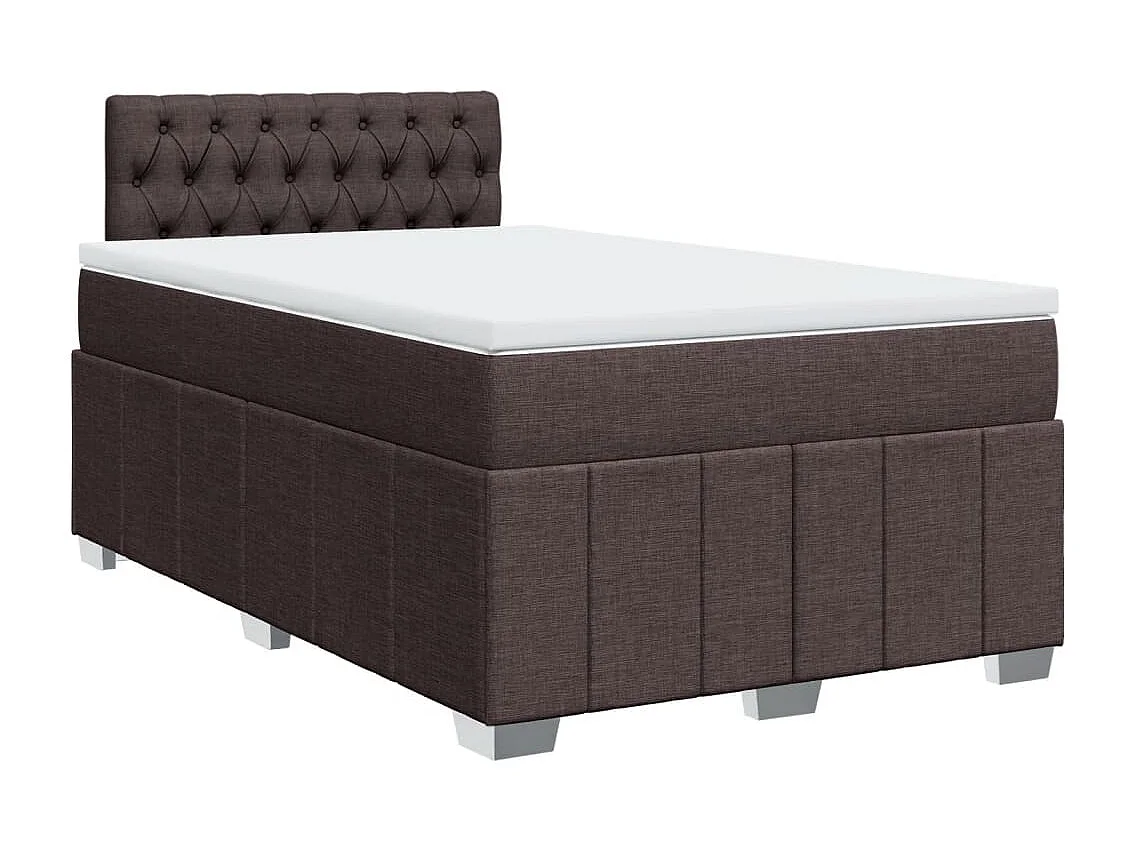 Cama boxspring com colchão 120x190 cm tecido castanho-escuro