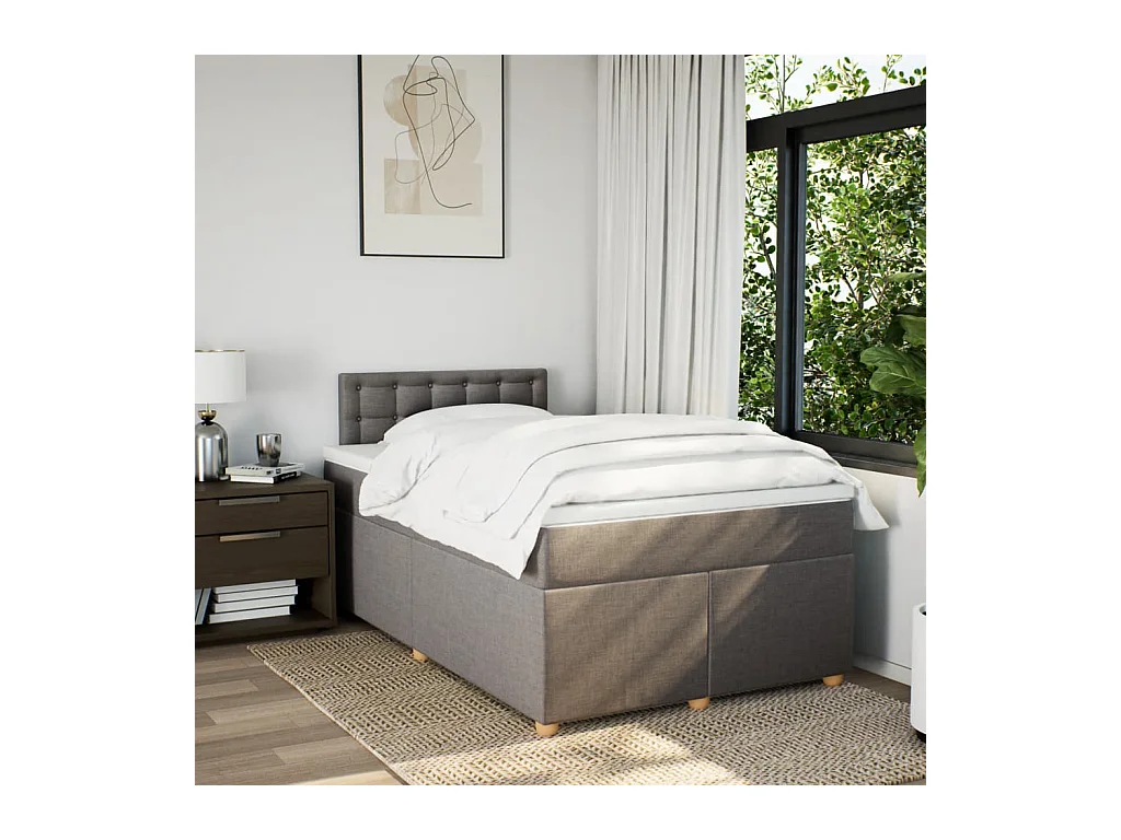 Giroletto a Molle con Materasso Tortora 120x200 cm in Tessuto