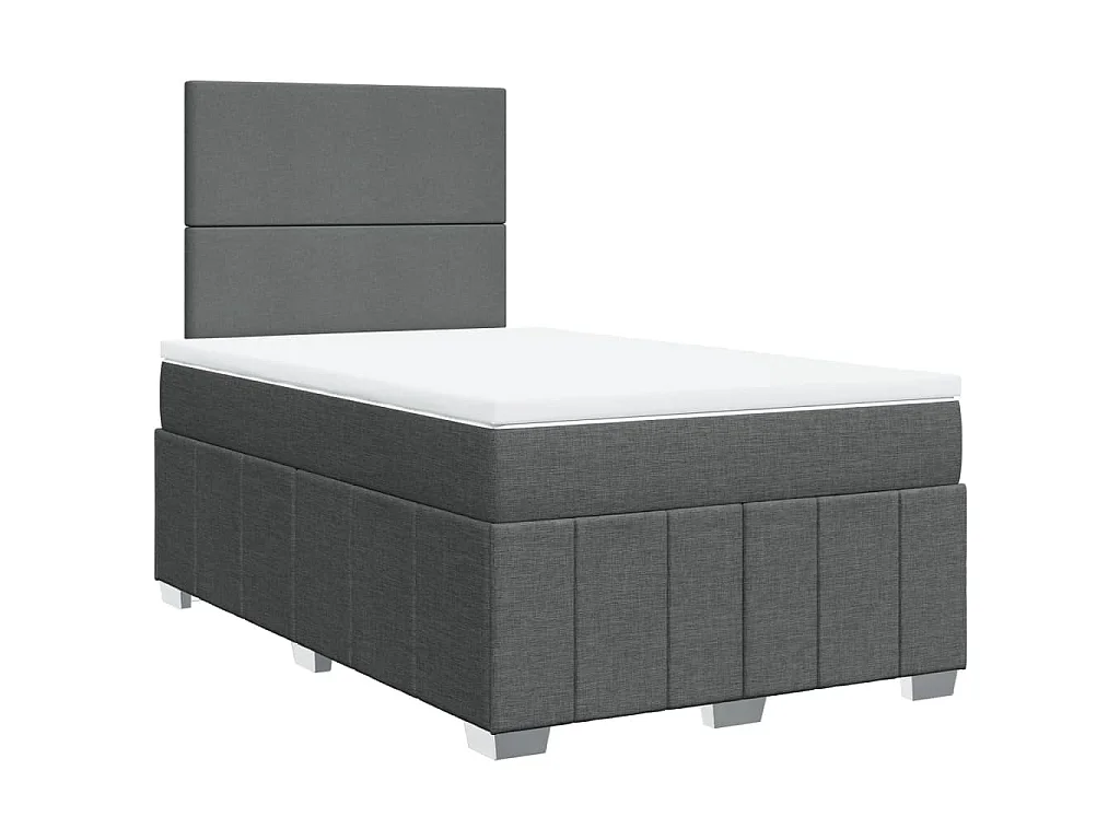 Cama boxspring com colchão 120x190 cm tecido cinzento-escuro