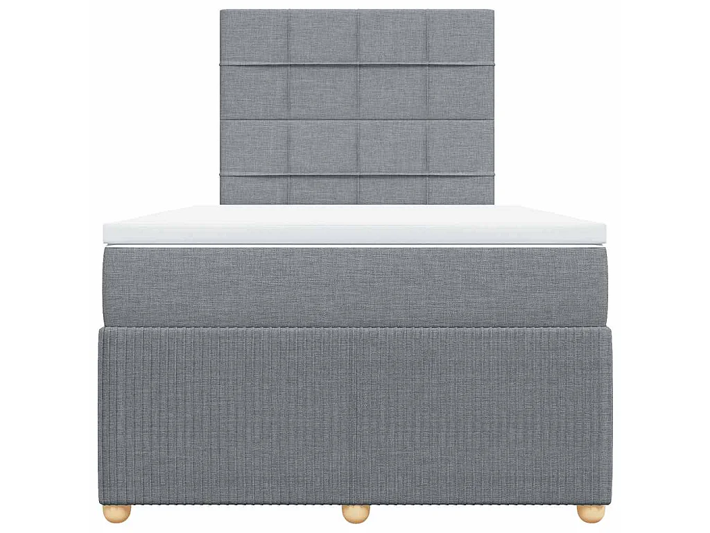 Cama box spring con colchón tela gris claro 120x190 cm