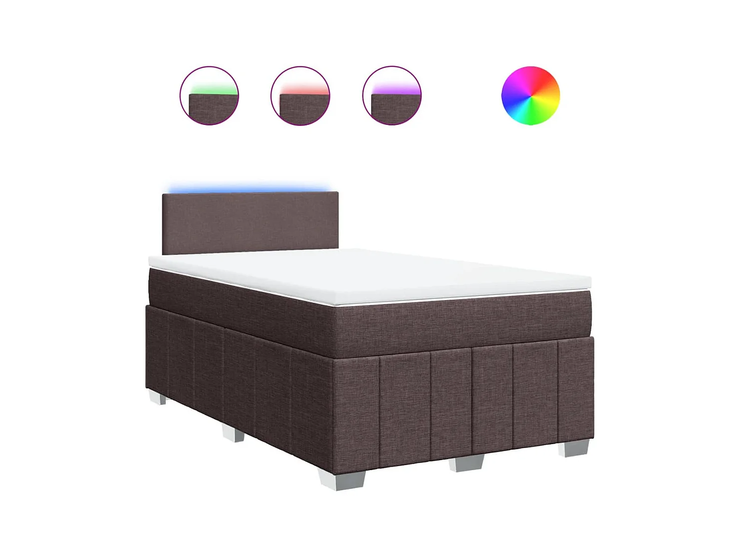 Sommier à lattes de lit et matelas marron foncé 120x190cm tissu