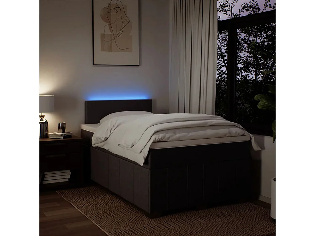 Cama boxspring com colchão 120x190 cm tecido castanho-escuro