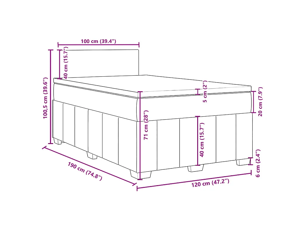 Boxspringbett mit Matratze Dunkelbraun 120x190 cm Stoff