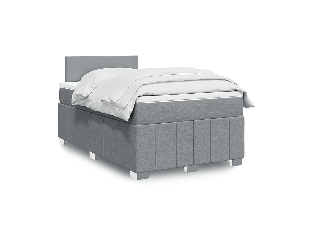 Cama box spring con colchón tela gris claro 120x190 cm