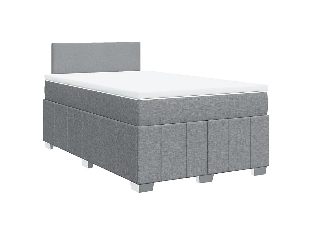 Sommier à lattes de lit et matelas gris clair 120x190 cm tissu