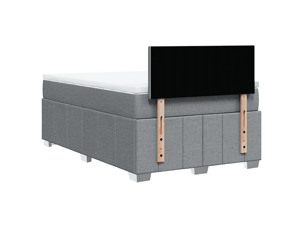Sommier à lattes de lit et matelas gris clair 120x190 cm tissu