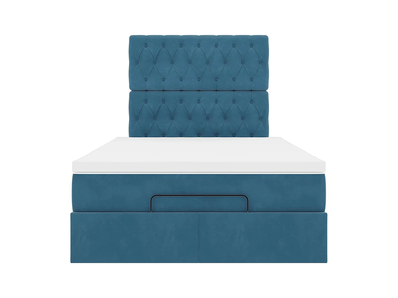 Cadre de lit ottoman avec matelas bleu foncé 120x190 cm velours