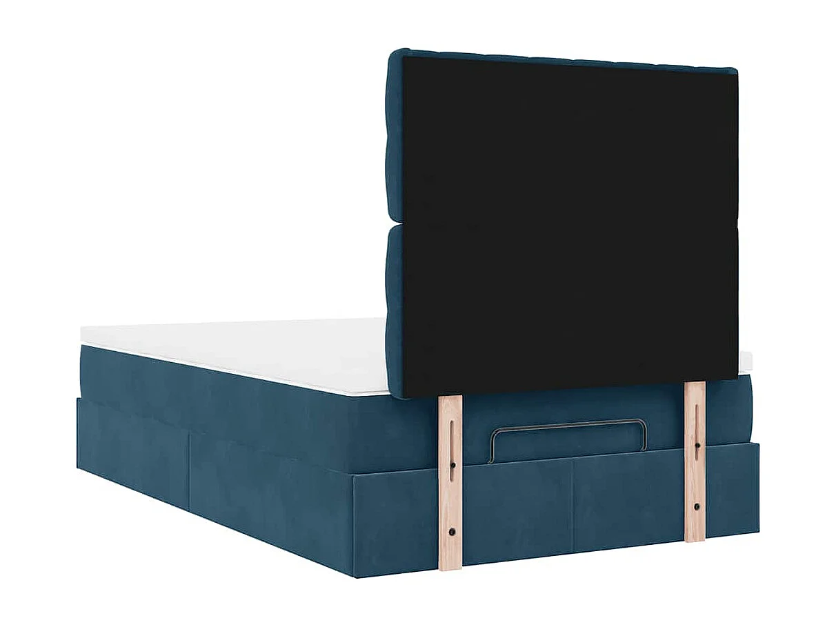 Cadre de lit ottoman avec matelas bleu foncé 120x190 cm velours