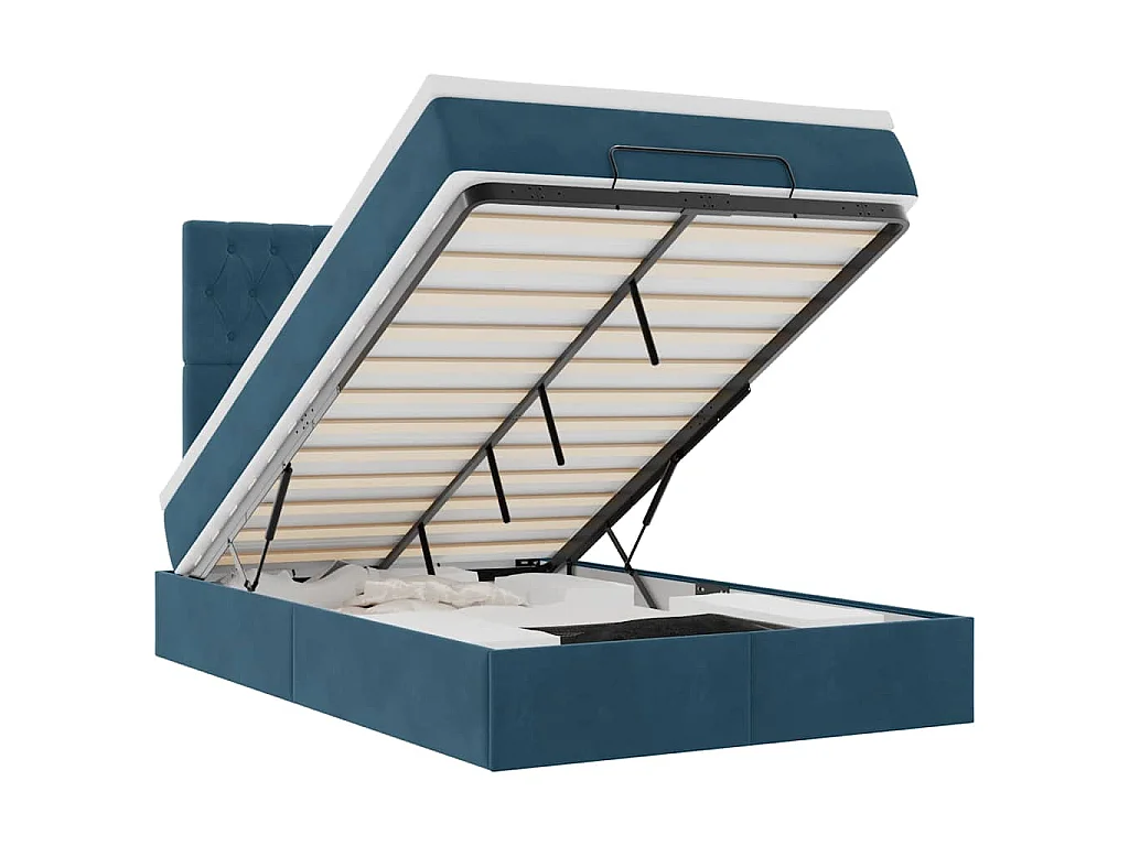 Ottoman bed met matrassen 120x190cm fluweel donkerblauw