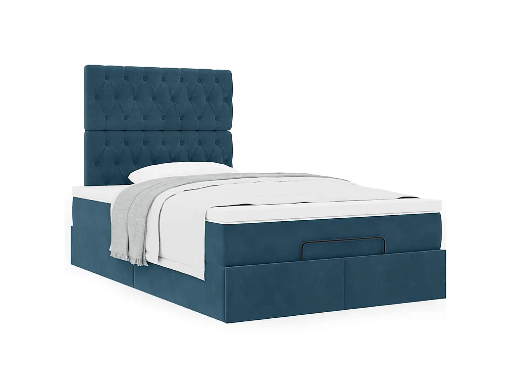 Ottoman bed met matrassen 120x190cm fluweel donkerblauw