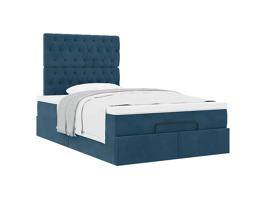 Ottoman bed met matrassen 120x190cm fluweel donkerblauw