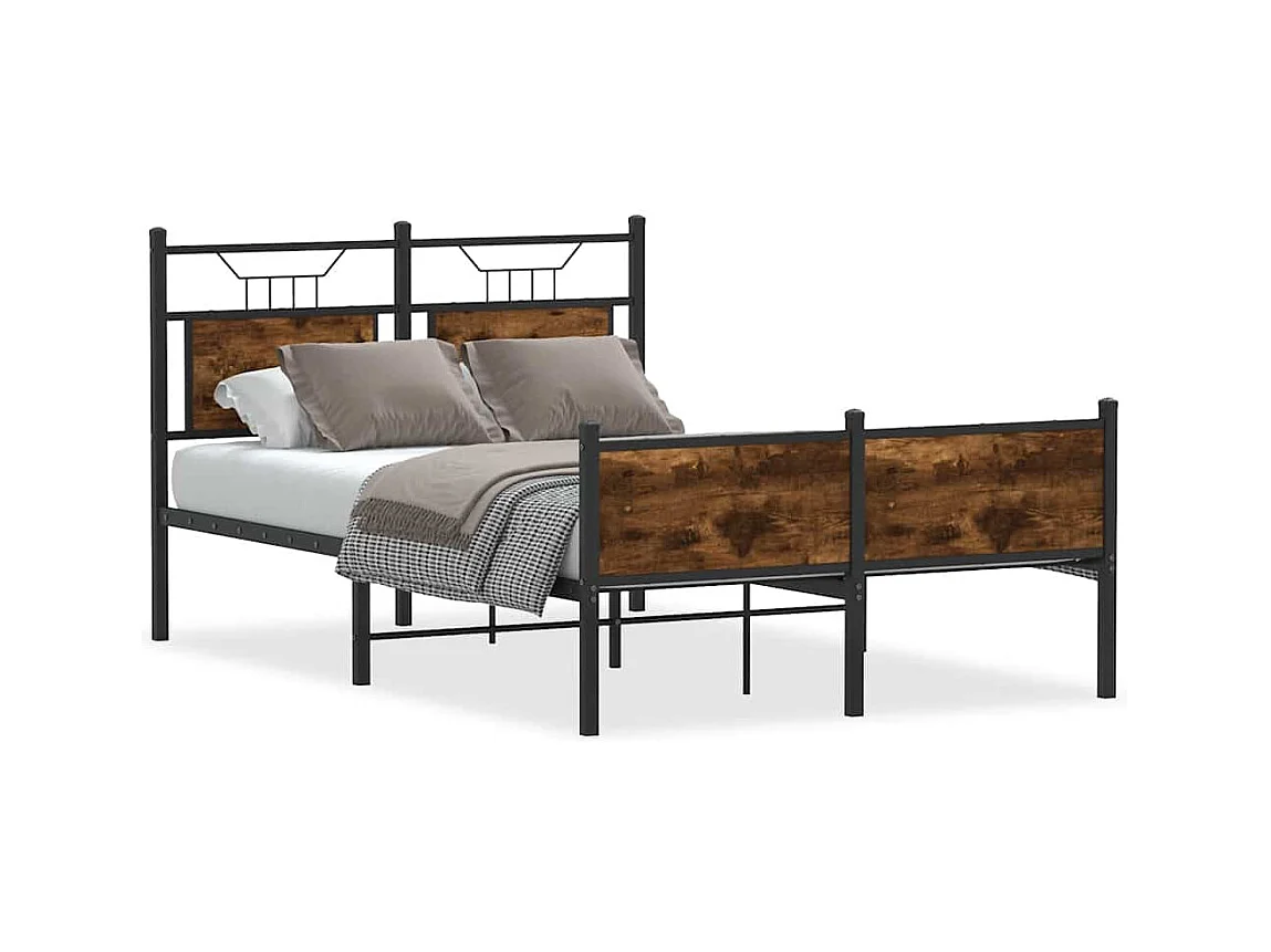 Cadre de lit sans matelas chêne fumé 120x190 cm bois ingénierie