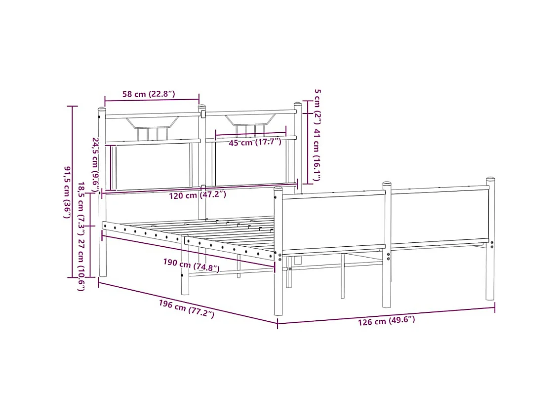 Cadre de lit sans matelas chêne fumé 120x190 cm bois ingénierie