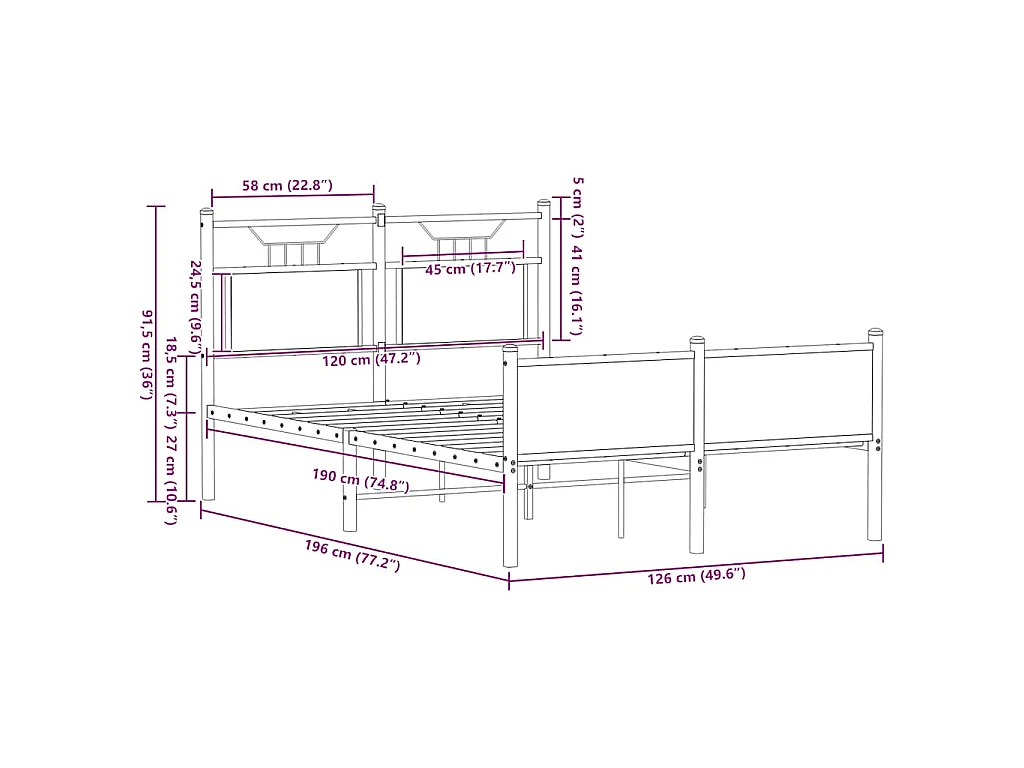 Bedframe zonder matras hout gerookt eikenkleurig 120x190 cm