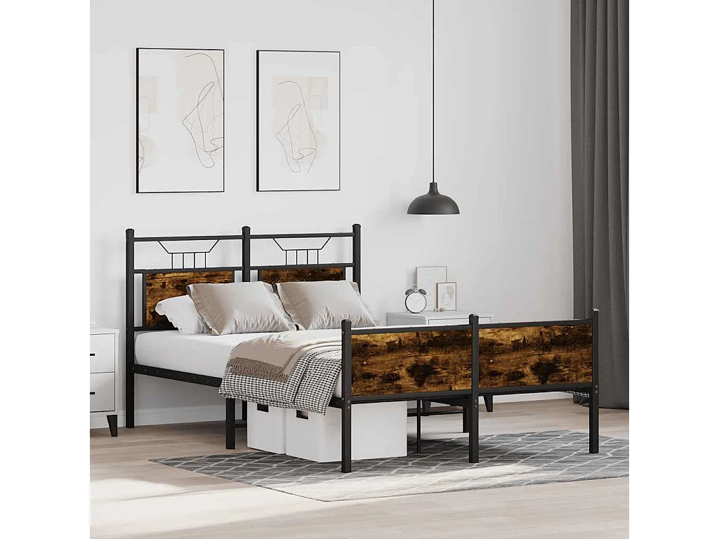Bedframe zonder matras hout gerookt eikenkleurig 120x190 cm