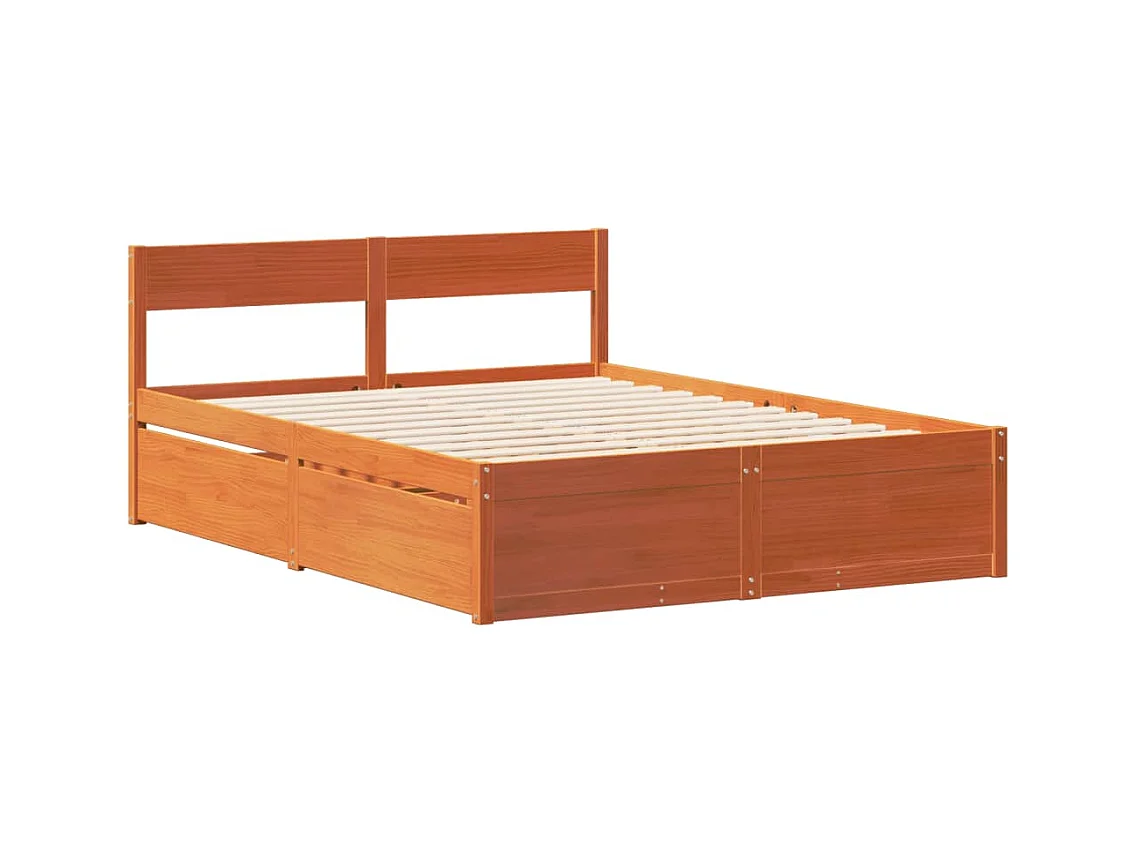 Cadre de lit sans matelas cire marron 120x190cm bois pin massif