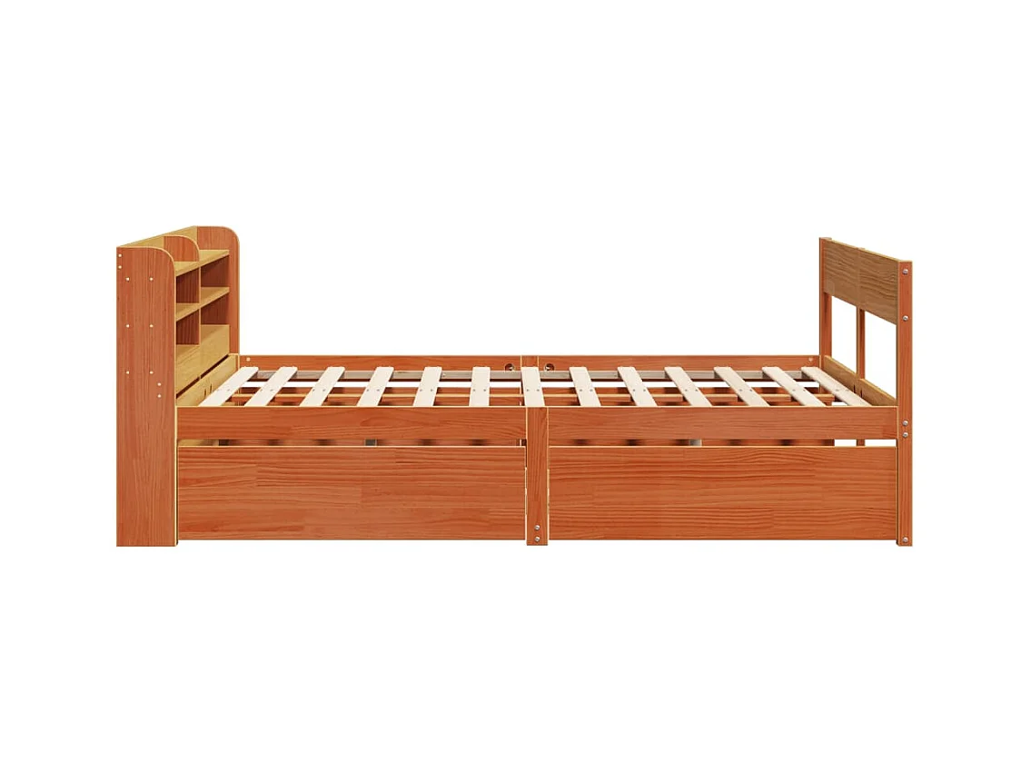 Cadre de lit sans matelas cire marron 120x190cm bois pin massif