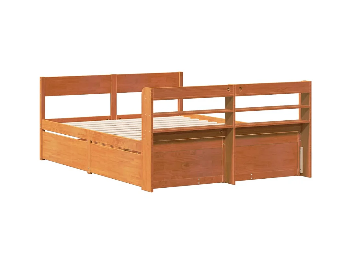 Cadre de lit sans matelas cire marron 120x190cm bois pin massif