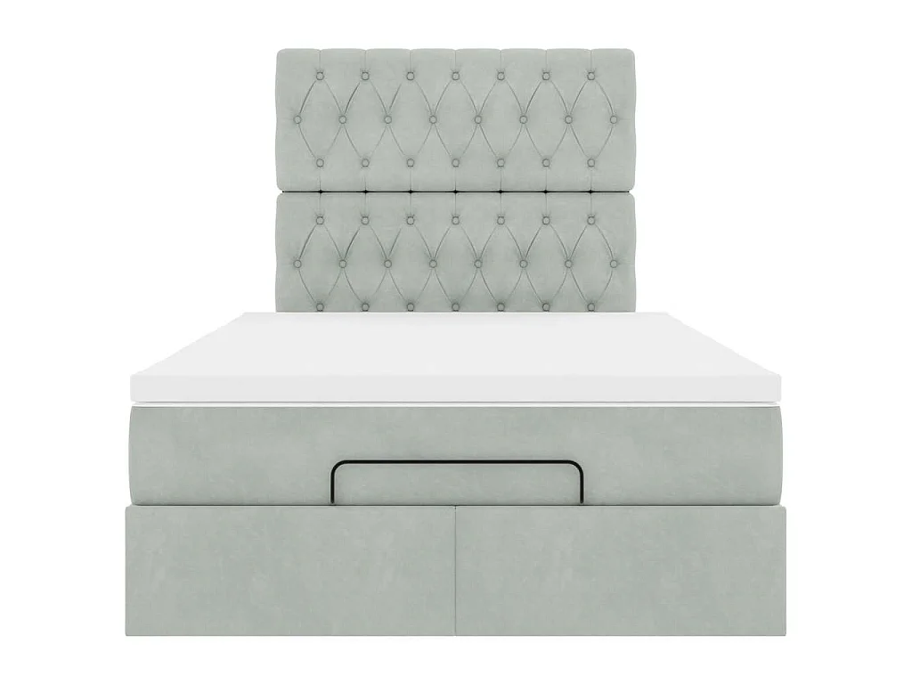Cadre de lit ottoman avec matelas gris clair 120x190 cm velours