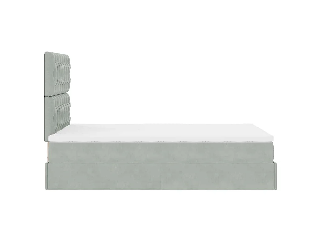 Cadre de lit ottoman avec matelas gris clair 120x190 cm velours