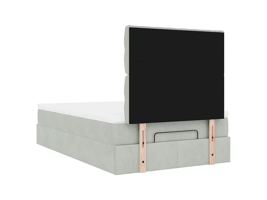 Cadre de lit ottoman avec matelas gris clair 120x190 cm velours