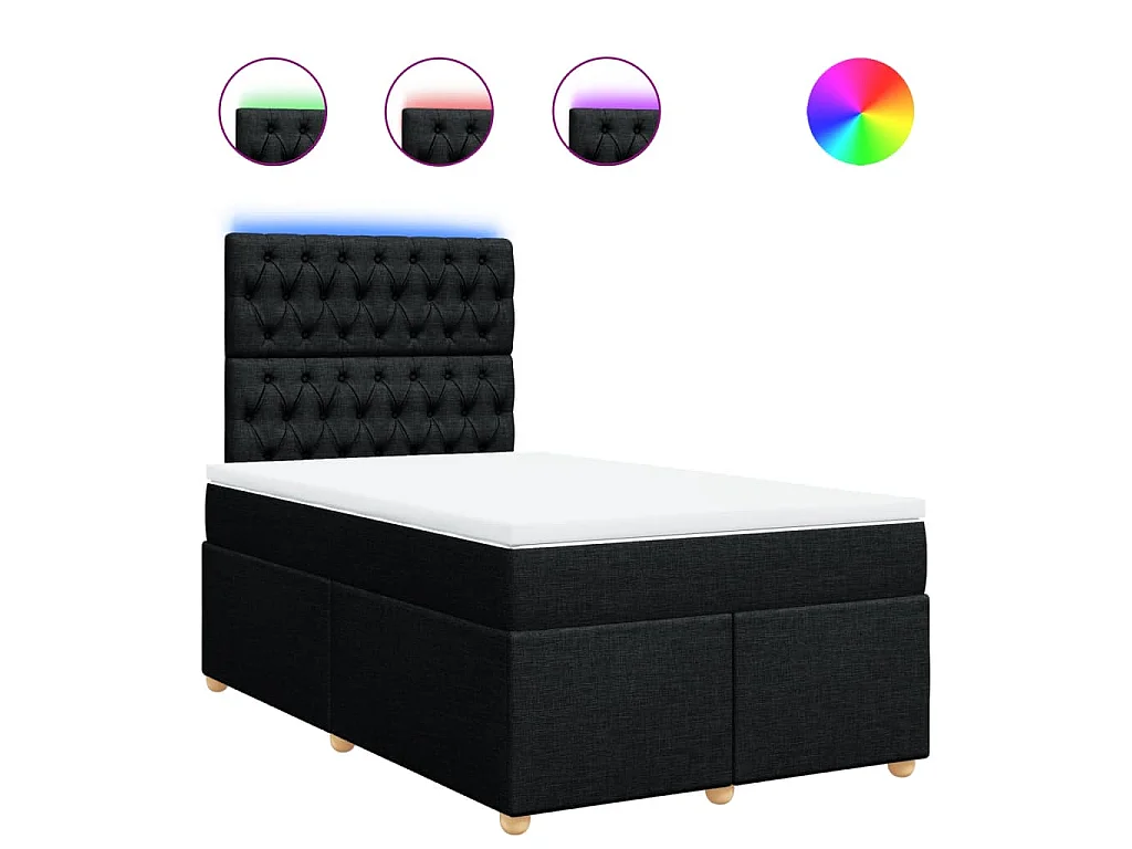 Cama boxspring com colchão 120x190 cm tecido preto