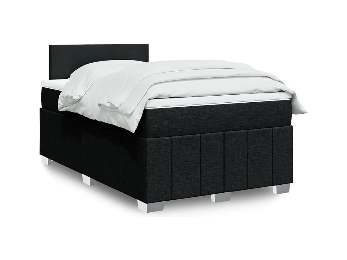 Giroletto a Molle con Materasso Nero 120x190 cm in Tessuto