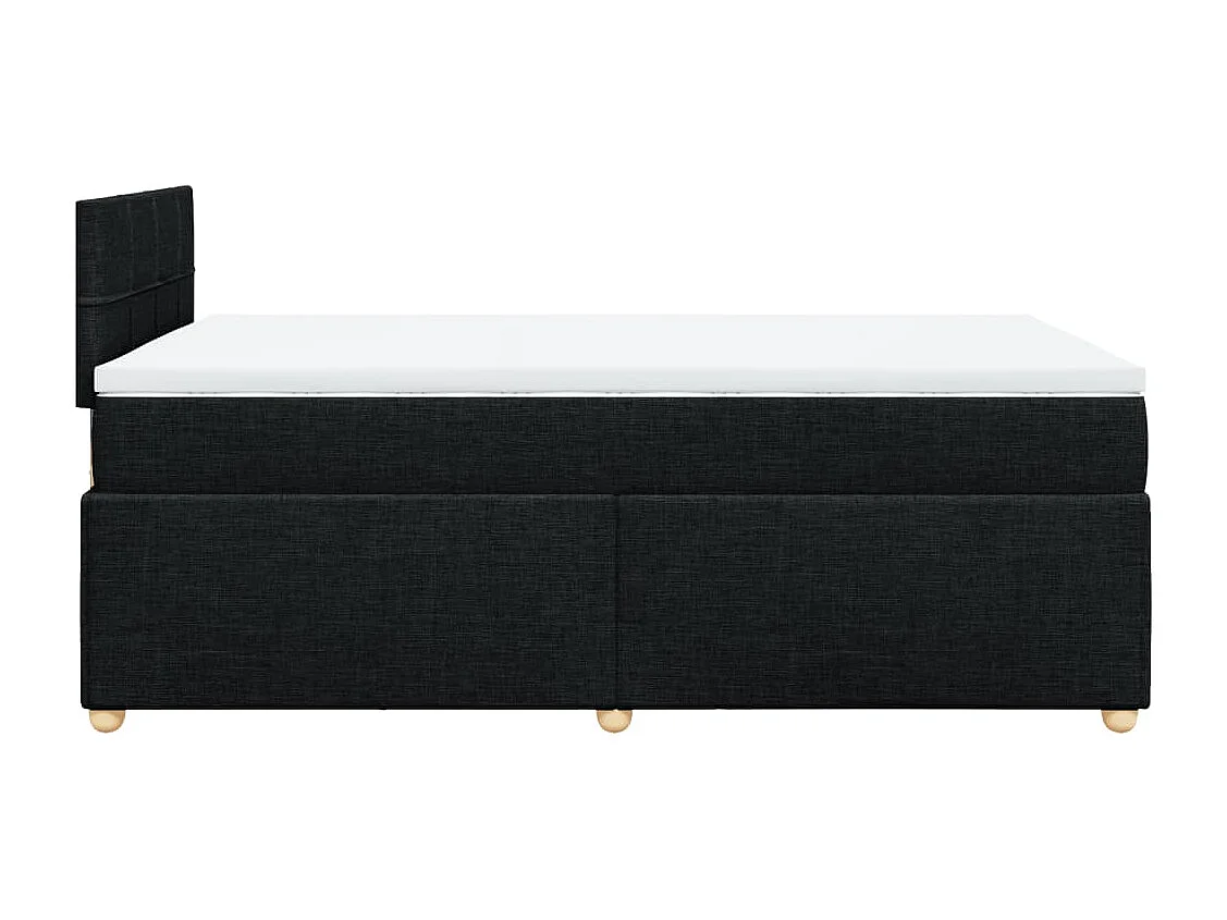 Cama box spring con colchón tela negro 120x200 cm