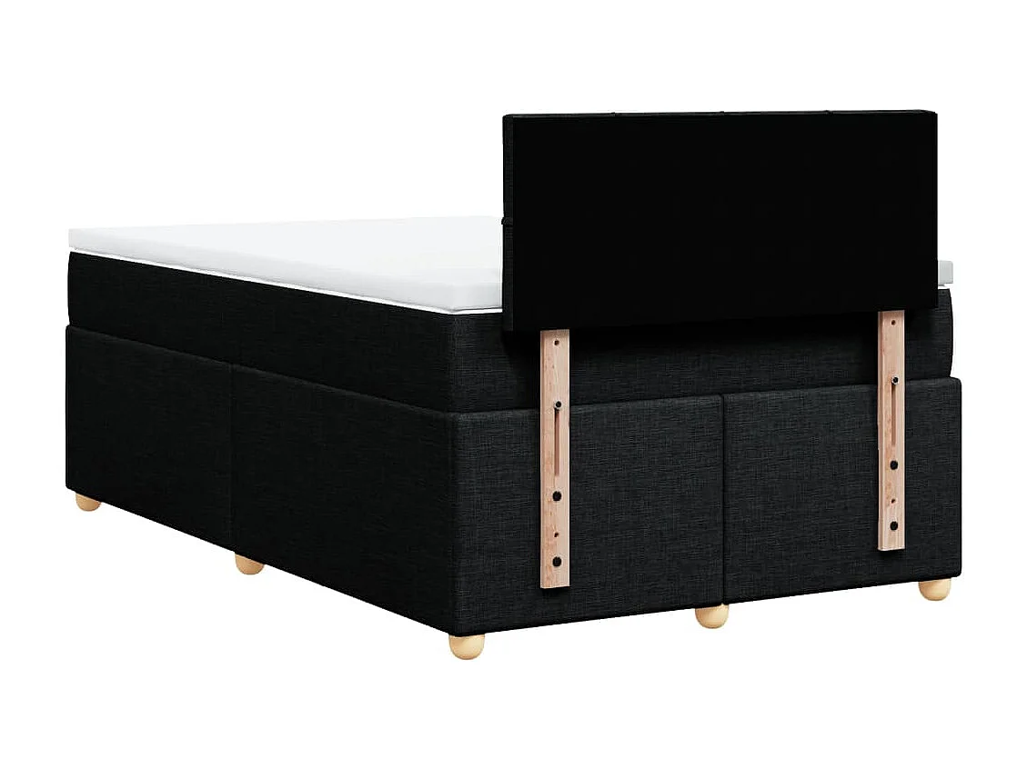 Cama box spring con colchón tela negro 120x200 cm