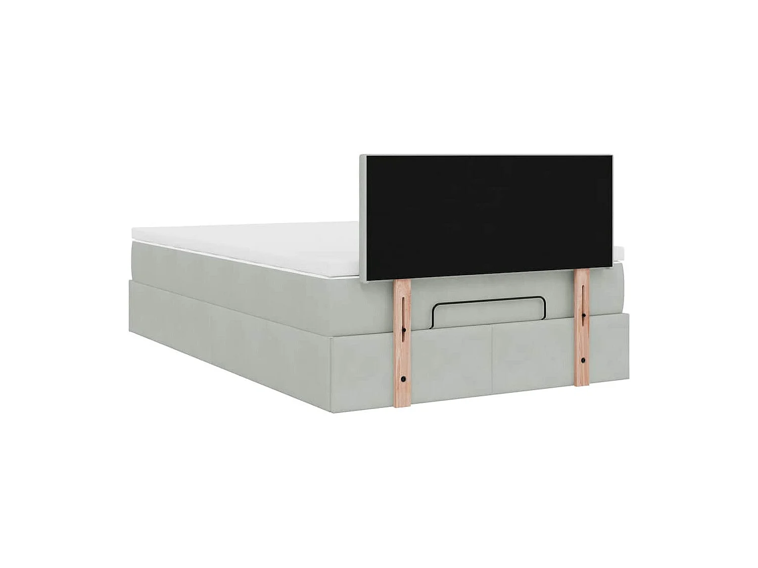 Cadre de lit ottoman et matelas gris clair 120x200 cm velours