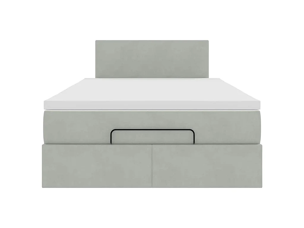 Estructura cama otomana colchón terciopelo gris claro 120x200cm